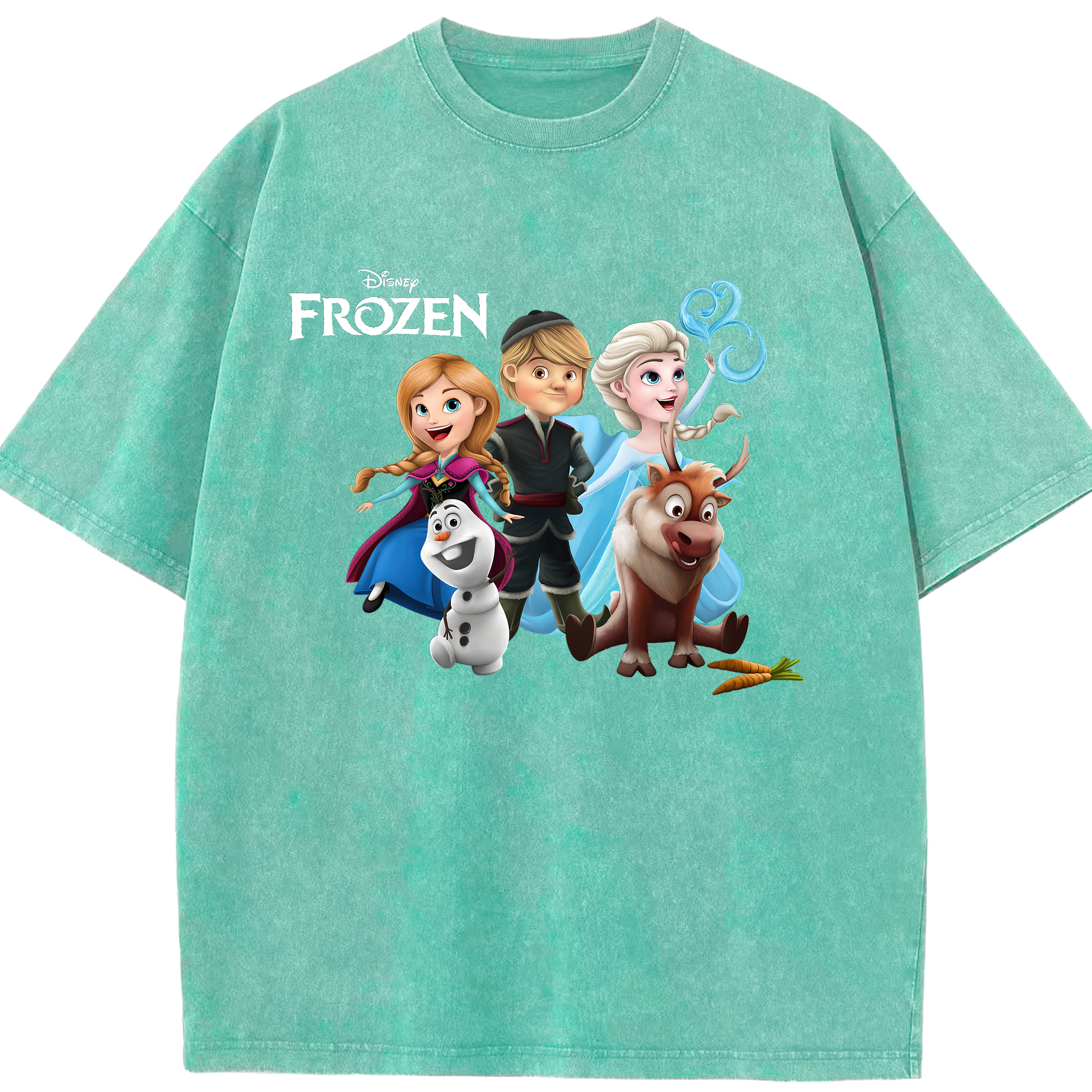 （画像用） アナと雪の女王 アンナ エルサ Frozen Anna Elsa 綿100% ヴィンテージ風 半袖Tシャツ（フロントプリント）